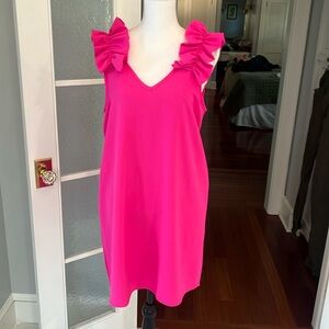 Hot Pink dress with ruffle detail